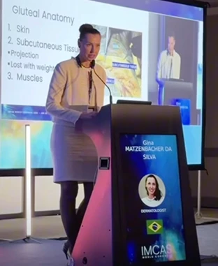Dra. Gina palestrando no congresso IMCAS